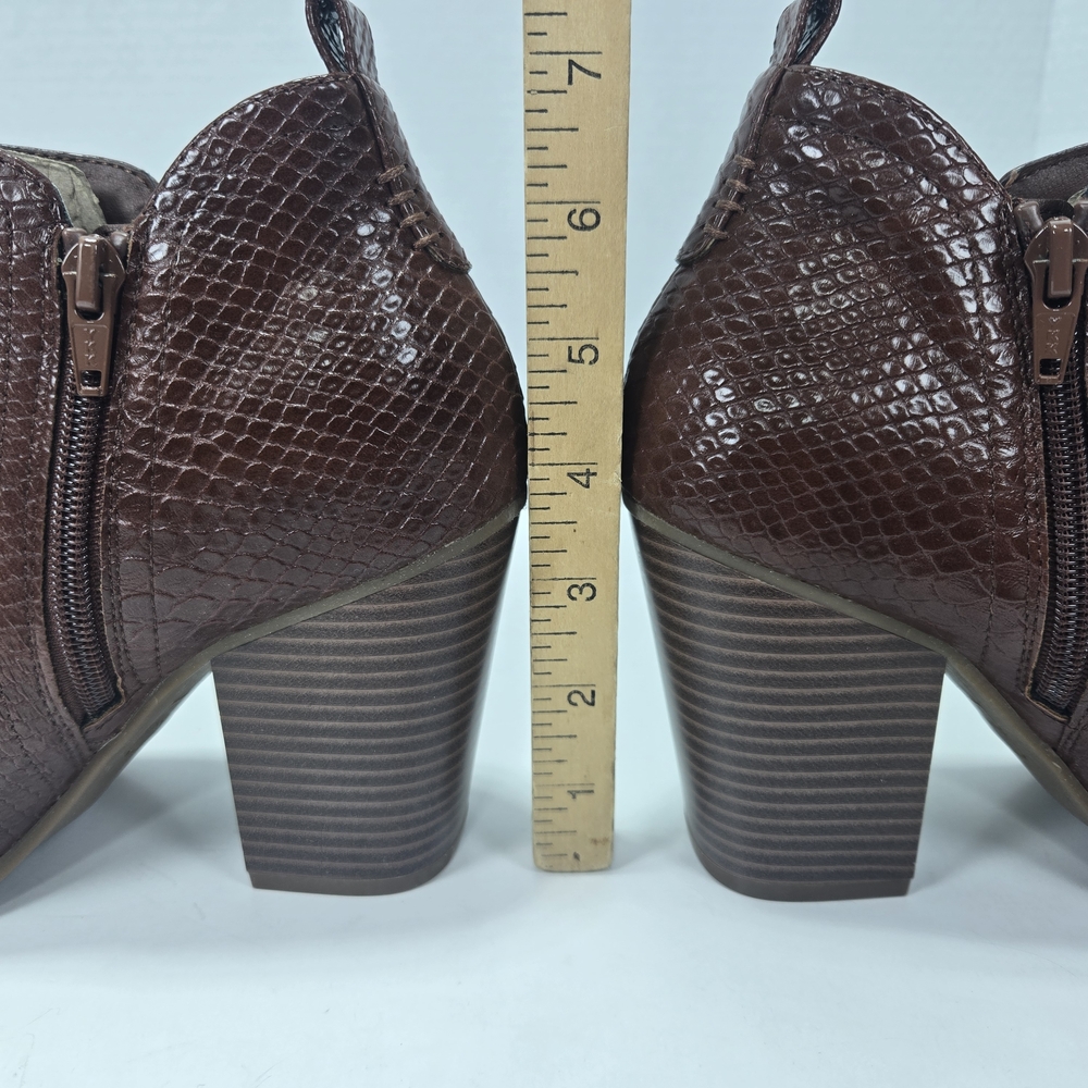 Sun + Stone Pollyy Walnut Textured Snake Skin Animal Print Ankle Booties Size 9 - Picture 10 of 16